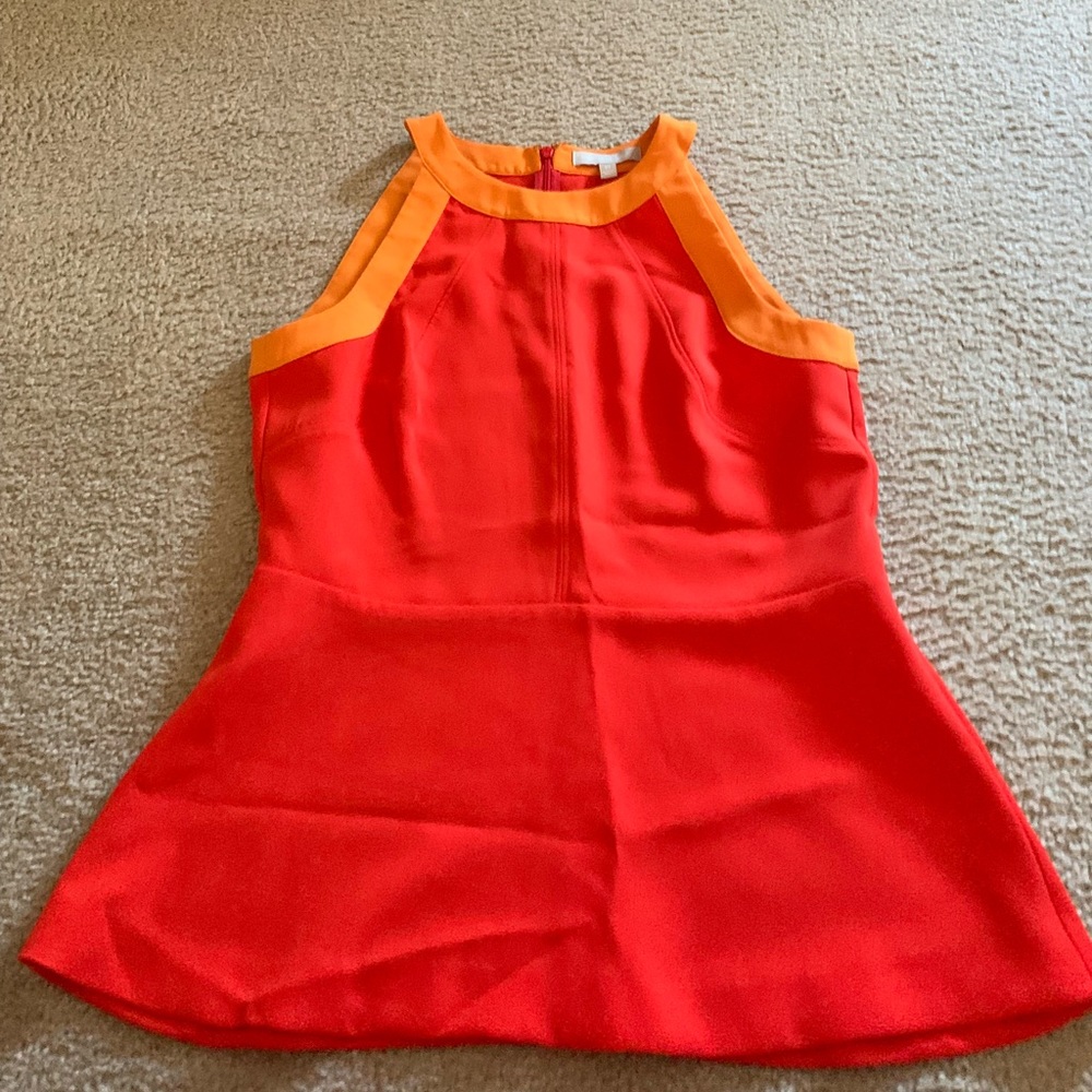 Red And Orange Sleeveless Peplum Top